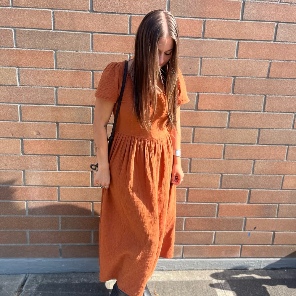 Christy Dawn Orange Sleeveless Sundress Midi